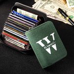 Personalized Compact  Alcantara Card Holder with 18 Card Slots Name Father's Day Birthday Gift for Men