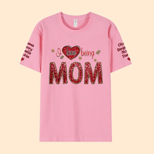 T-Shirt Sweatshirt Personnalisé avec Titre en Paillettes et 1-14 Prénoms Cadeau Fête des Mères pour Maman Grand-Mère