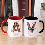 Tasse à café en céramique avec nom, Alphabet, Lettre, Anniversaire, Fête des mères, Professeur, Amoureux des livres, Bibliothécaire.
