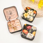 Gepersonaliseerde draagbare Geboorte Bloem PU lederen sieraden doos met naam Verjaardag Verjaardag Moederdag cadeau voor haar