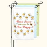 Personlig Bee Happy Garden Flagga med 2-15 namn Mors dag Födelsedagspresent till mamma morförälder