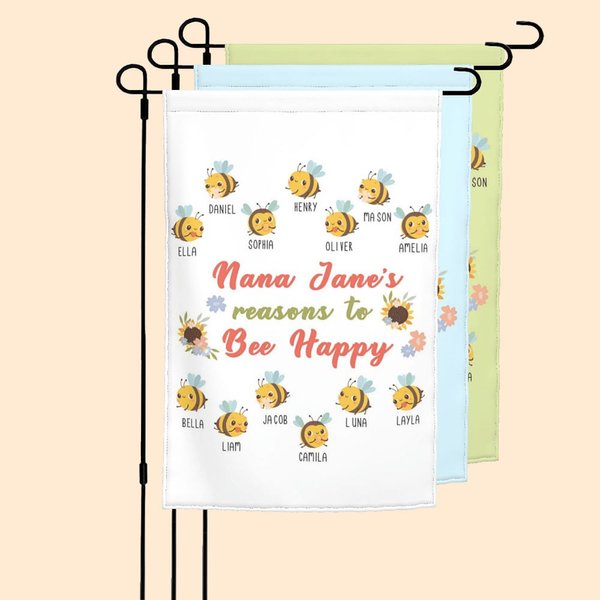 Bandiera da giardino personalizzata con 2-15 nomi Festa della mamma Regalo di compleanno per mamma e nonni