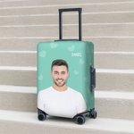 Personalised Multicolour Character Photo Luggage Cover with Name Fits 18-32 Inches Suitcase Birthday Travel Accessories Gift for Travel Lover