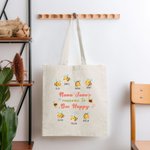 Personalised Bee Happy Canvas Tote Bag with 2-15 Names Mother's Day Birthday Gift for Her
