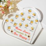 Personalised Nana's Reasons to Bee Happy Heart-shaped Acrylic Plaque with 2-15 Names Mother's Day Birthday Gift for Grandma Family