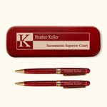 Coffret de Stylos à Bille Personnalisé avec Initiale et Texte Gravés Boîte en Bois Cadeau Anniversaire pour Patron Collègue