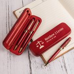 Set di penne a sfera incise in legno personalizzate con scala di giustizia o gavetta del giudice Logo Regalo di laurea per studenti avvocati