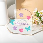 Placa acrílica personalizada We Love You en forma de corazón con nombre y texto grabados Regalo de cumpleaños para mujer en el Día de la Madre