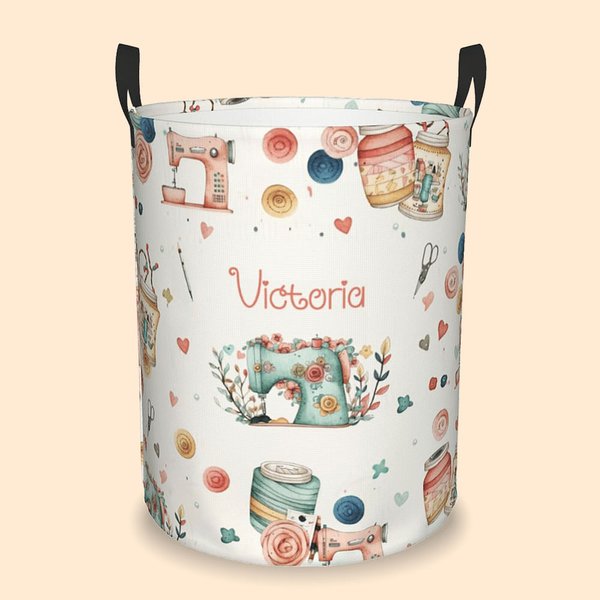 Cesto impermeable personalizado con asa para ropa sucia Regalo de inauguración de la casa para amantes de la costura y el punto