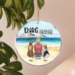 Personalizzato Mamma cane o papà cane Ornamento da appendere in acrilico rotondo con sfondo marino Regalo di Natale e compleanno per gli amanti dei ca