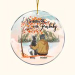Personalisierte Leben ist besser mit Pelz Baby Runde Acryl hängenden Ornament mit roten Ahornblättern Hintergrund Weihnachten Geburtstag Geschenk für 