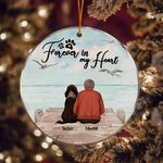 Personalizzato Forever in My Heart Ornamento da appendere in acrilico rotondo con sfondo di gabbiano Regalo di Natale e compleanno per chi ama i cani