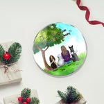 Personalized Once by My Side Forever in My Heart Round Acrylic Hanging Ornament with Green Glass Background Christmas Birthday Gift for Dog Lover
