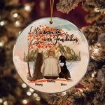 Personalisierte Leben ist besser mit Pelz Baby Runde Acryl hängenden Ornament mit roten Ahornblättern Hintergrund Weihnachten Geburtstag Geschenk für 