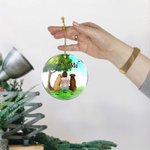Personalizzato Mamma o papà di pelliccia Ornamento da appendere in acrilico rotondo con sfondo in vetro verde Regalo di Natale e compleanno per gli am