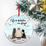 Personalised Life is Better with a Dog Round Acrylic Hanging Ornament with Seagull Background Christmas Birthday Gift for Dog Lover