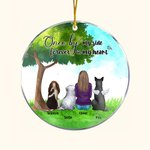 Personalized Once by My Side Forever in My Heart Round Acrylic Hanging Ornament with Green Glass Background Christmas Birthday Gift for Dog Lover
