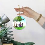 Personalized I Love You to the Moon and Back Round Acrylic Hanging Ornament with Green Glass Background Christmas Birthday Gift for Dog Lover