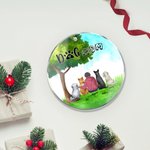 Personalizzato Mamma cane o papà cane Ornamento da appendere in acrilico rotondo con sfondo verde Regalo di Natale e compleanno per gli amanti dei can