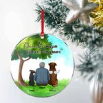 Personalized Once by My Side Forever in My Heart Round Acrylic Hanging Ornament with Green Glass Background Christmas Birthday Gift for Dog Lover