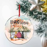 Personalizzato Mamma cane o papà cane Ornamento da appendere in acrilico rotondo con sfondo di foglie d'acero rosse Regalo di compleanno di Natale per