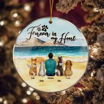 Personalizzato Forever in My Heart Ornamento da appendere in acrilico rotondo con sfondo marino Regalo di Natale e compleanno per gli amanti dei cani