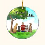 Personalizzato La vita è migliore con il bambino di pelliccia Ornamento da appendere in acrilico rotondo con sfondo in vetro verde Regalo di Natale e 