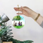 Personalized Once by My Side Forever in My Heart Round Acrylic Hanging Ornament with Green Glass Background Christmas Birthday Gift for Dog Lover