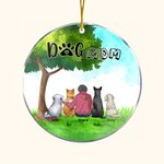 Personalizzato Mamma cane o papà cane Ornamento da appendere in acrilico rotondo con sfondo verde Regalo di Natale e compleanno per gli amanti dei can