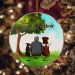 Personalized I Love You to the Moon and Back Round Acrylic Hanging Ornament with Green Glass Background Christmas Birthday Gift for Dog Lover