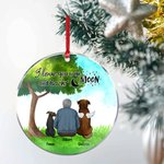 Personalized I Love You to the Moon and Back Round Acrylic Hanging Ornament with Green Glass Background Christmas Birthday Gift for Dog Lover