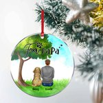 Personalizzato Mamma o papà di pelliccia Ornamento da appendere in acrilico rotondo con sfondo in vetro verde Regalo di Natale e compleanno per gli am