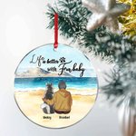 Spersonalizowane życie jest lepsze z futrzanym dzieckiem Okrągły akrylowy wiszący ornament z nadmorską scenerią w tle Świąteczny prezent urodzinowy dla miłośnika psów