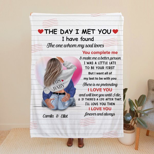 Personalized Bubble Love Heart Blanket with Name and Words of Love Valentine's Day Anniversary Gift for Couple