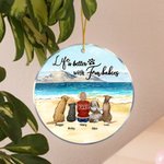 Spersonalizowane życie jest lepsze z futrzanym dzieckiem Okrągły akrylowy wiszący ornament z nadmorską scenerią w tle Świąteczny prezent urodzinowy dla miłośnika psów