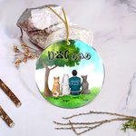 Personalizzato Mamma cane o papà cane Ornamento da appendere in acrilico rotondo con sfondo verde Regalo di Natale e compleanno per gli amanti dei can