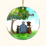 Personalized I Love You to the Moon and Back Round Acrylic Hanging Ornament with Green Glass Background Christmas Birthday Gift for Dog Lover
