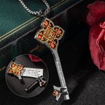 Personalized Thorns Iris Cross Gothic Key Necklace with Removable Compartment and Paper Vintage Jewelry Gift for Gothic Lover