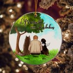 Personalizzato La vita è migliore con il bambino di pelliccia Ornamento da appendere in acrilico rotondo con sfondo in vetro verde Regalo di Natale e 