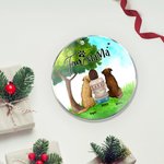 Personalizzato Mamma o papà di pelliccia Ornamento da appendere in acrilico rotondo con sfondo in vetro verde Regalo di Natale e compleanno per gli am