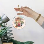Personalizzato Mamma cane o papà cane Ornamento da appendere in acrilico rotondo con sfondo di foglie d'acero rosse Regalo di compleanno di Natale per