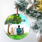 Personalizzato Mamma cane o papà cane Ornamento da appendere in acrilico rotondo con sfondo verde Regalo di Natale e compleanno per gli amanti dei can