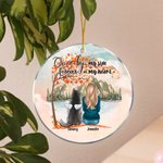 Personalizzato Una volta al mio fianco per sempre nel mio cuore Ornamento da appendere in acrilico rotondo con sfondo di foglie d'acero rosse Regalo d