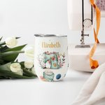 Personalisierte Nähen Thema 12oz isoliert Wein Tumbler Kaffeetasse Geburtstag Muttertag Geschenk für Nähen Liebhaber