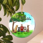 Personalizzato La vita è migliore con il bambino di pelliccia Ornamento da appendere in acrilico rotondo con sfondo in vetro verde Regalo di Natale e 