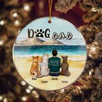Personalizzato Mamma cane o papà cane Ornamento da appendere in acrilico rotondo con sfondo marino Regalo di Natale e compleanno per gli amanti dei ca