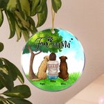 Personalizzato Mamma o papà di pelliccia Ornamento da appendere in acrilico rotondo con sfondo in vetro verde Regalo di Natale e compleanno per gli am