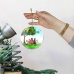 Personalizzato Mamma cane o papà cane Ornamento da appendere in acrilico rotondo con sfondo verde Regalo di Natale e compleanno per gli amanti dei can