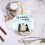 Personalised Life is Better with a Dog Round Acrylic Hanging Ornament with Seagull Background Christmas Birthday Gift for Dog Lover
