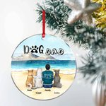 Personalizzato Mamma cane o papà cane Ornamento da appendere in acrilico rotondo con sfondo marino Regalo di Natale e compleanno per gli amanti dei ca